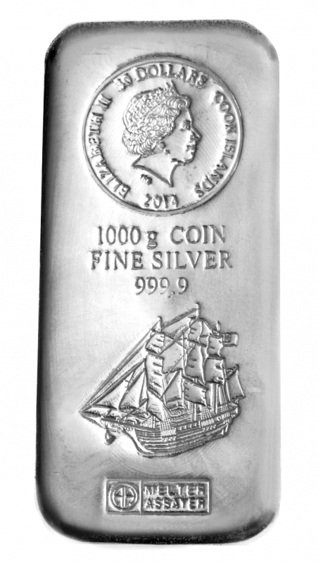 1 Kilogramm Silber Argor Heraeus Fiji, Niue oder Cook Islands-Silbermünze (Sonderprägung in Barrenform), Differenzbesteuert § 24 UStG